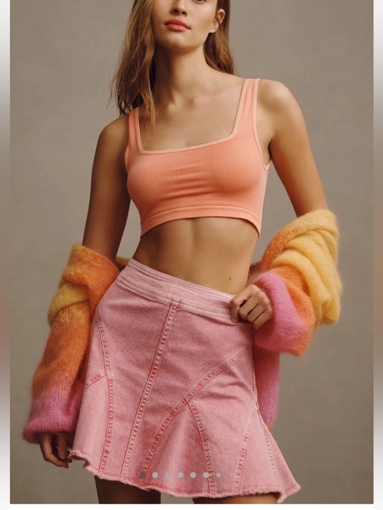 Pilcro Dresses & Skirts - Anthropologie Pilcro Skirt Seamed Flared Mini Skirt Pink Size 6